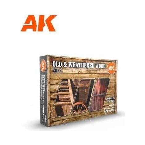 Peintures acryliques - OLD & WEATHERED WOOD VOL 1 - 6 couleurs - Bois chauds - Effets patinés (1/4)