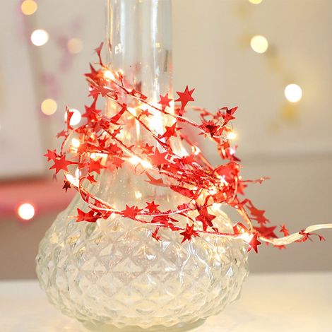 Guirlande Lumineuse Étoiles - 50 LED Blanc Chaud - Fil Flexible en Cuivre - Alimentation Piles AA - Décoration Murale Intérieure Noël Fêtes (1/5)