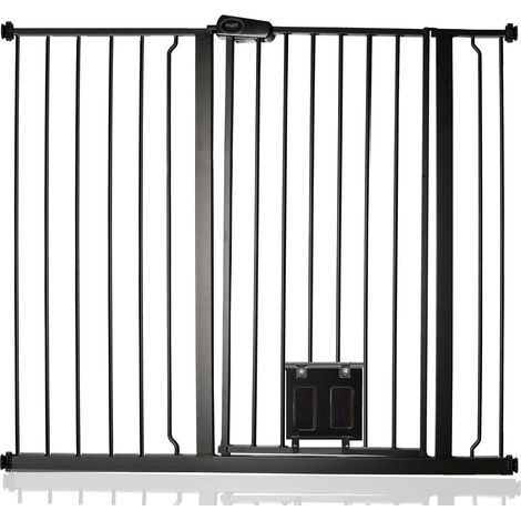Bettacare Barrière Pour Chien Avec Trappe Verrouillable, 113,8cm - 121,4cm, Hauteur 104cm, Couleur Noir