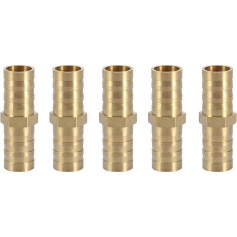 Connecteur Droit Barbelé, Adaptateur de Tuyau Droit Bidirectionnel Laiton Raccord de Tuyau Raccord de Jonction Tube Raccord 10mm(10mm 5pcs) (1/4)