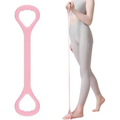 Bande Résistance 8 Élastique Fitness 1 Pièce - Exercices Bras/Dos/Épaules - Accessoire Musculation Rose (1/5)