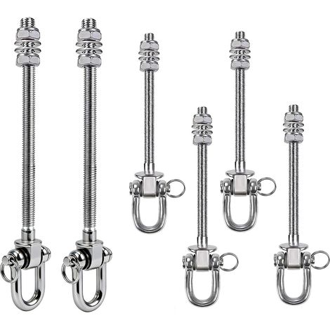 Crochets de Suspension Acier Inox - Lot de 6 - Style Industriel - Rotation Silencieuse 360° - Pour Hamac Yoga et Sac de Frappe - Charge 680 kg (1/5)