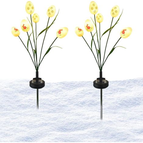 Lumières de piquet pour œuf de Pâques solaires, lumières LED de chemin de Pâques, décorations astrales extérieures réutilisables, adorable ovule de vacances pour jardin, radiance de bâton stellaire (1/5)