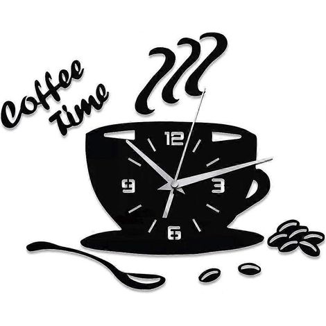 Horloge murale acrylique, horloge tasse à café, grande horloge à piles pour bureau (1/5)