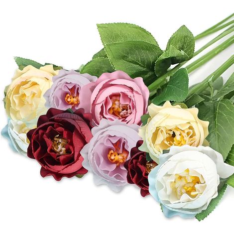 CINGHIA Rose Artificielle,Bouquet Fleur Artificielle en Soie,20 Pièces Fleurs Artificielles Rose Tige Unique avec Feuilles pour Bouquets de Mariage Bricolage,Fête,Maison,Jardin (1/5)