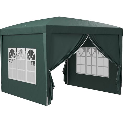 3 x 3m Pop Up Gazebo, Wedding Party Canopy Tent Marquee with Carry Bag and Windows, Green