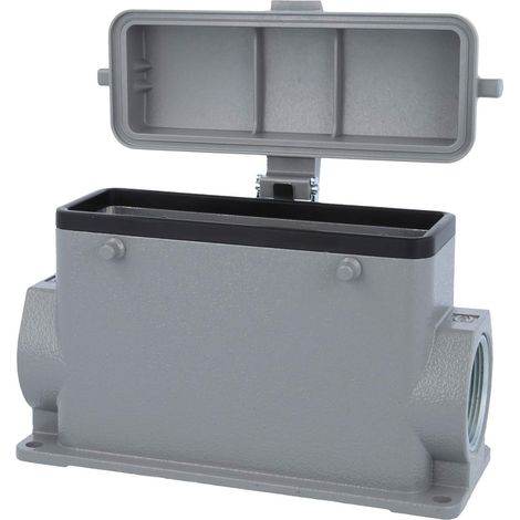 HARTING Han 24B Embase à monter en saillie haut, 2xM32 sortie de câble latérale, pour 2 étrier (sur partie supérieure) avec capuchon de protection en plastique - 1 Stück (1/3)