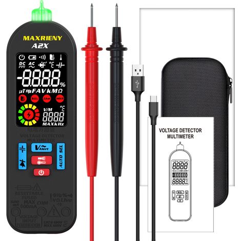Nannigr Multimètre A2X TRMS mini stylo V-Alert + étui noir
