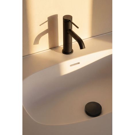 Bonde de lavabo clic clac TINA en ABS clapet en inox BASS noir mat