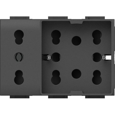 Modulo presa multistandard, 10A, 16A e schuko, serie P, antracite, compatibile con serie BTicino Living Light - 4Box Side XL 4B.L.H21.XL (1/5)