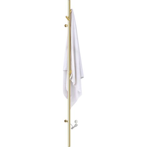 Badheizkörper Elektrisch Gold Handtuchheizkörper Elektrisch 1525×65mm Einstecken Heizkörper Heizung 304 Edelstahl Handtuchwärmer Wandmontage Handtuchtrockner mit 3 Haken