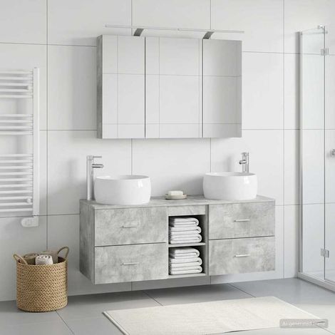 vidaXL Bathroom Furniture Set 4 pcs Concrete Grey (1/5)