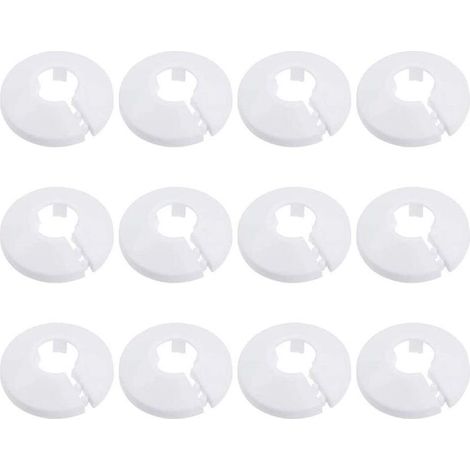 SABIR 12 Pcs Cache Tuyau, Cache Tuyau Plomberie Collier Radiateur, Manchon Radiateur pour Tuyau Rosace Ronde Blanche Diamètre de 15 mm (Blanc) (1/5)