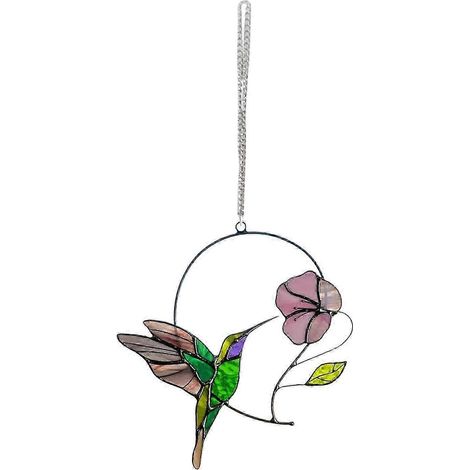 Décoration attrape-soleil à suspendre à une fenêtre ou une voiture, motif oiseaux multicolores