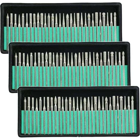 Forets diamantés Ulisem de 3 mm (1/8") pour verre, métal, pierres précieuses, pour outils rotatifs Dremel. (1/4)