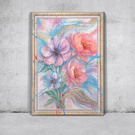 Gemälde Melodie des Lichts Rahmen Weiß 120x80 cm (1/5)