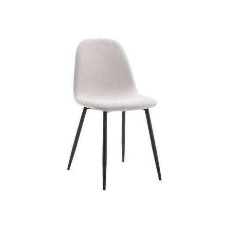 Pack 4 sillas tapizadas en tela color beige claro, pata negra mate modelo Córdoba, 43 cm(ancho) 86 cm(altura) 55 cm(fondo)