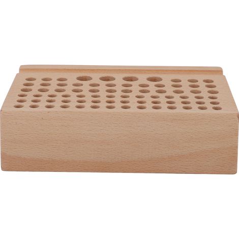 Support à outils de maroquinerie en hêtre durable, 76 trous, tailles variées, étui à poinçons en bois pour travail du cuir (1/5)