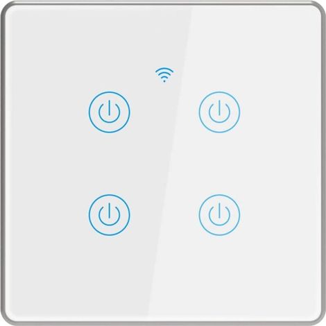 Lumière Intelligente Interrupteur étanche avec Support de Cadre en Aluminium Argenté Commande vocale à Distance sans Fil Convient pour la Chambre d'hôtel de Bureau (4 Gang) (1/5)