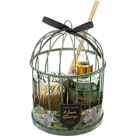 Coffret Senteur Nature Sauvage Cage en métal, Diffuseur de parfum et Bougie parfumée - Atmosphera (1/5)