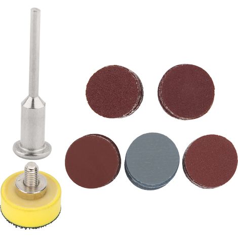 Ensemble de 52 accessoires pour ponceuse électrique : 50 disques de ponçage, un plateau de polissage de 2,5 cm et une poignée rotative de 6,35 mm. (1/5)