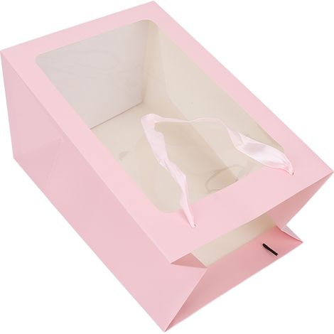 Sac Cadeau Transparent Grande Taille avec Poignée - Fenêtre Rectangulaire pour Anniversaire, Mariage et Fêtes - Couleur Rose (1/5)
