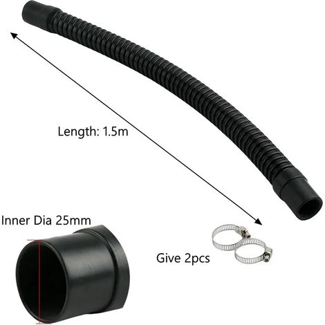 Tuyau annelé pour aquarium (25 mm x 1,5 m - 1 pièce) avec embouts en caoutchouc souple et sortie d'eau. (1/5)