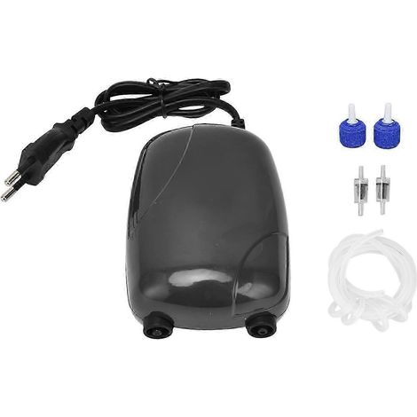 Pompe à air pour aquarium, mini pompe à oxygène double sortie avec clapet anti-retour, tube UE 220 V (1/5)