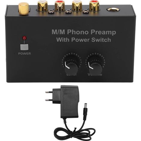 Préamplificateur Phono Mini Préamplificateur Phonographe Stéréo Audio Électronique Entrée L R Sortie Phono Platine Vinyle Contrôle Volume Prise UE 100-240VAC (1/5)