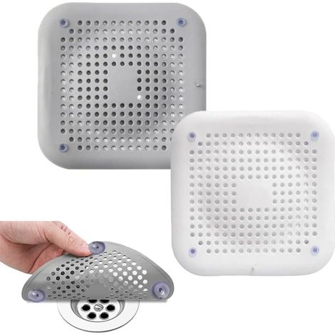 Filtre Protecteur de Drain, 6 Pièces Filtre Evier de Cuisine, Protection de Drain de Silicone, Filtre à Cheveux en Silicone, pour éviers, Salles de Bains, Cuisines (Gris/Blanc) (1/5)