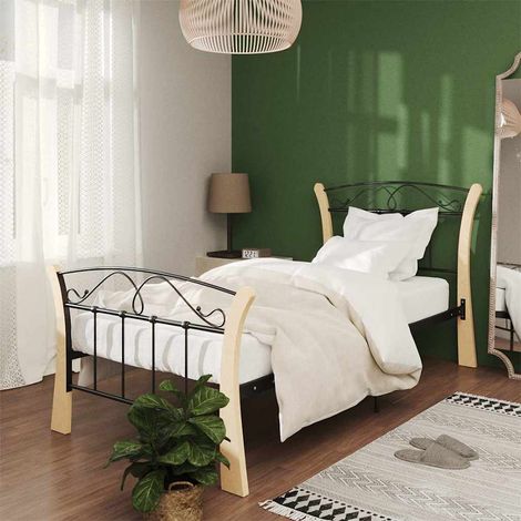 Estructura de cama sin colchón metal negro 90x200 cm (1/5)