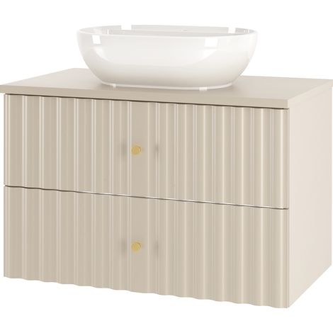 Waschtischunterschrank mit Waschbecken 80 cm breit in Beige AQUINO-140 (1/5)