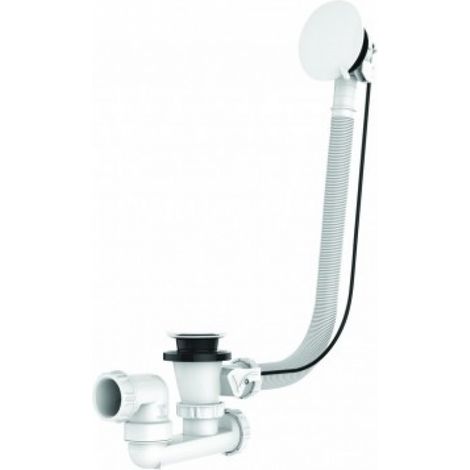 Valentin – Vidage baignoire automatique – Clapet laiton blanc mat – Câble haute résistance L. 650 mm – Débit 51 l/mn – Sortie orientable 360°