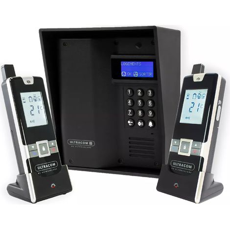 Interphone Drive - autonome 100% sans-fil longue portée (600m) digicode écran LCD - UltraCOM3 NOIR + 2 combinés mobiles (1/5)