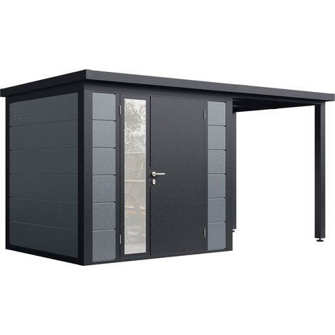 Finnhaus Wolff Metall-Gerätehaus "Linnea 4320", felsgrau, 420 x 200 cm (1/5)