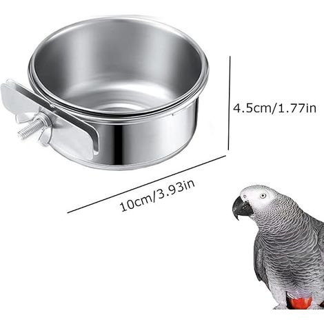 Stainless Steel Bird Bowls 10 x 4.5 cm Hanging Bowls Bird Feeder for Parrots and Birds (1/4)