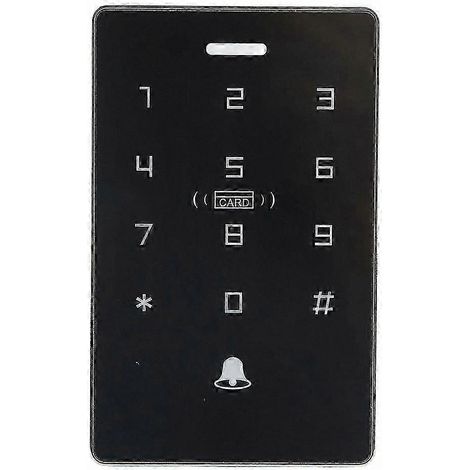 Contrôleur d'accès NFC étanche avec lecteur de cartes à double fréquence (125 kHz et 13,56 MHz), clavier et fonctions de saisie de mot de passe, adapté aux systèmes de verrouillage de porte. (1/5)