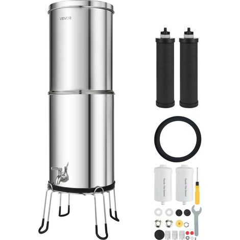 Pour une eau filtrée à domicile, filtre à eau de comptoir par gravité avec 2 filtres carbone et 2 filtres défluoration (1/5)
