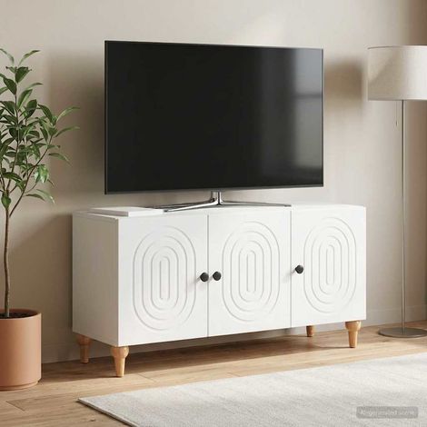 vidaXL Meuble TV Blanc 99 x 34,5 x 50 cm Bois d'ingénierie (1/5)