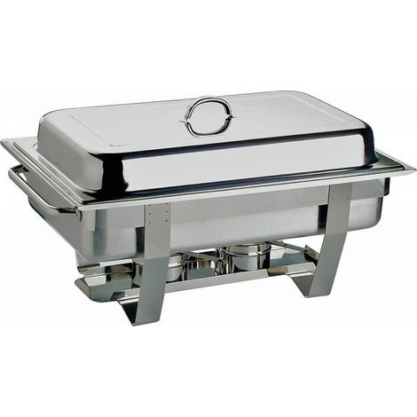 APS Chafing Dish "Chef" - con un contenitore per alimenti in acciaio inossidabile profondo 65 mm, due contenitori per la pasta combustibile, una bacinella per l'acqua, coperchio, telaio e manici lungh (1/4)