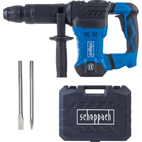 Scheppach Marteau de démolition AB1500x – 1300 W – 4100 coups/min – Marteau à percussion – Puissance de frappe 20 J – Marteau piqueur – SDS-Max – 6 kg léger – Burin pointu, plat et coffret inclus (1/5)