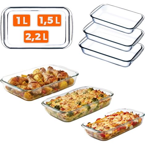 Fuentes para gratinar, de porcelana, de 1,0 L, 1,5 L y 2,2 L, resistentes al calor. (1/5)