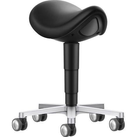 bimos, Tabouret selle, avec roulettes, similicuir noir