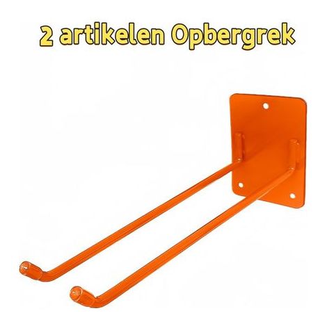 Set de 2 organiseurs de rangement pour outils de jardin et garage, support mural pour pelles, râteaux et balais, crochets muraux, orange (1/5)