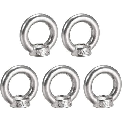 EASYCOMFORT Écrou Œil Levage M5 Acier Inoxydable 304 Forme Ronde, Paquet de 5 (1/5)