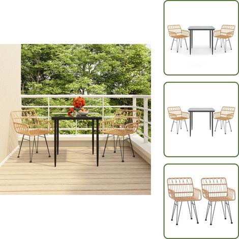 The Living Store Ensemble à manger de jardin 3 pcs Résine tressée - Salle à manger de jardin (1/5)