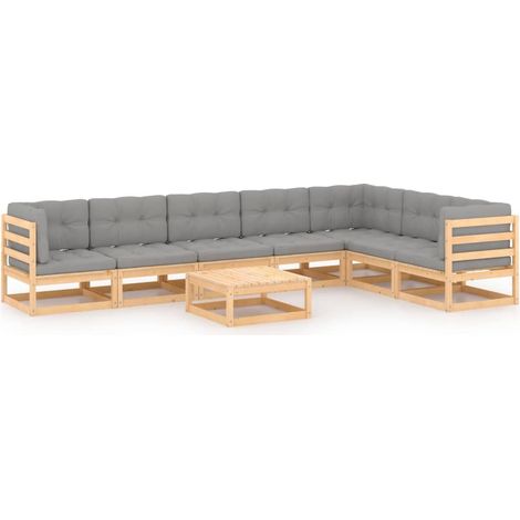 Maison Exclusive - Set Salotto Giardino 8 pz Cuscini Antracite Legno Massello Pino (1/5)