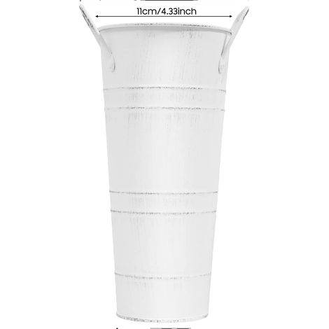 Vases en seau en métal, design cylindrique, ensemble de 8, BLANC (1/2)