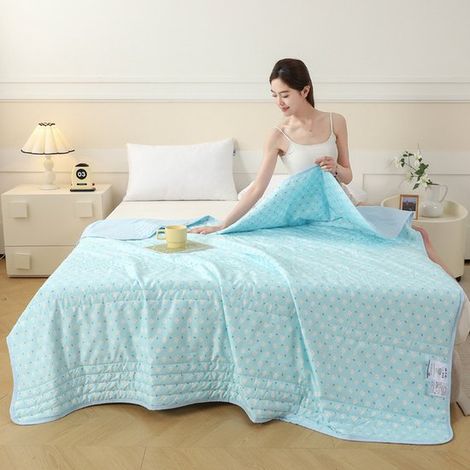 Couverture rafraîchissante - 200x150 cm - Couverture rafraîchissante - Couverture d'été - Polyester - Couette d'été fine - Couverture auto-rafraîchissante - Motif bleu (1/4)
