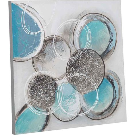 Cuadro pintado a mano con relieve azul 60x60x3 (1/5)